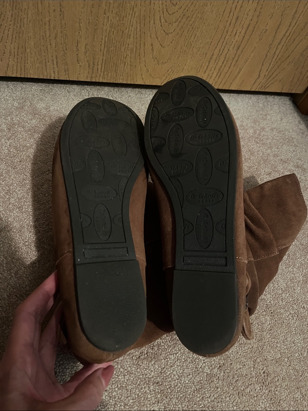 Dr. Scholl's Brown Suede Slouch Booties with Oval Accent - Picture 5 of 5